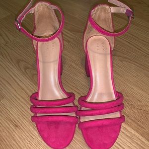 Pink open toe heels